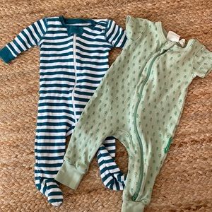 Pact and Parade Organics baby sleepers